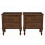 Ensemble de 2 tables de chevet cannelées, table d'appoint de 53 cm de large avec 2 tiroirs, style moderne du milieu du siècle, noyer-751148581-751148580
