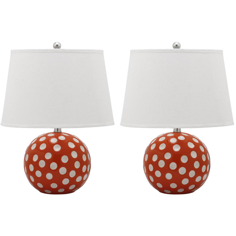 Lampe de table 25 po pois dot, Orange / blanc