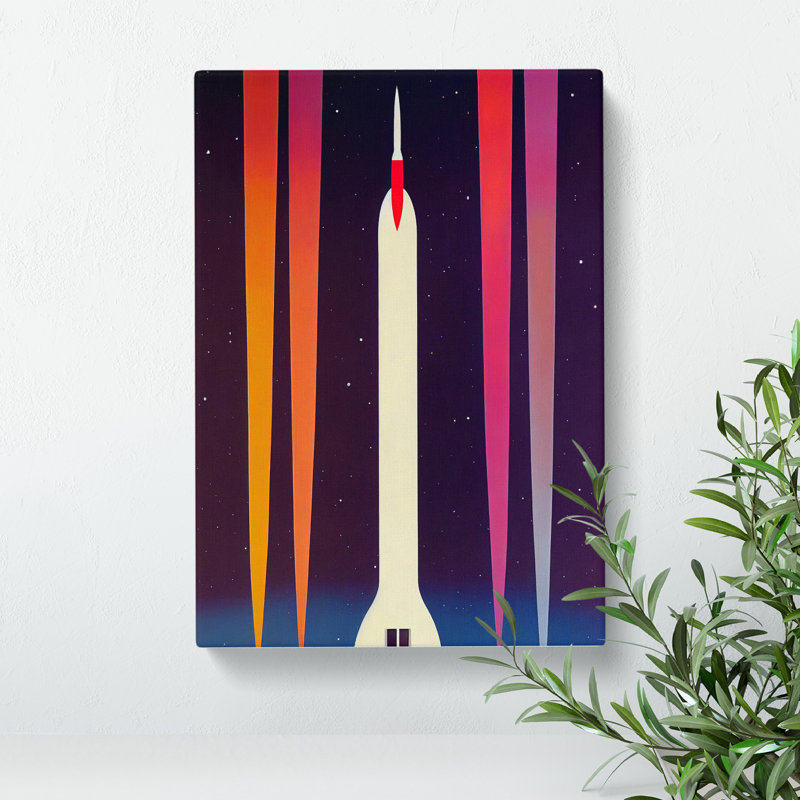 Artsy Spaceship Rocket - Wrapped Canvas Print, Wrapped Canvas, 50cm H x 35cm W x 3cm D