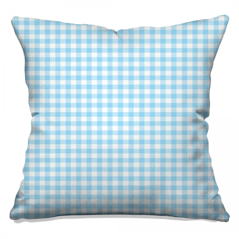 Coussins décoratifs à double face en vichy bleu et blanc, 14 X 14 pouces