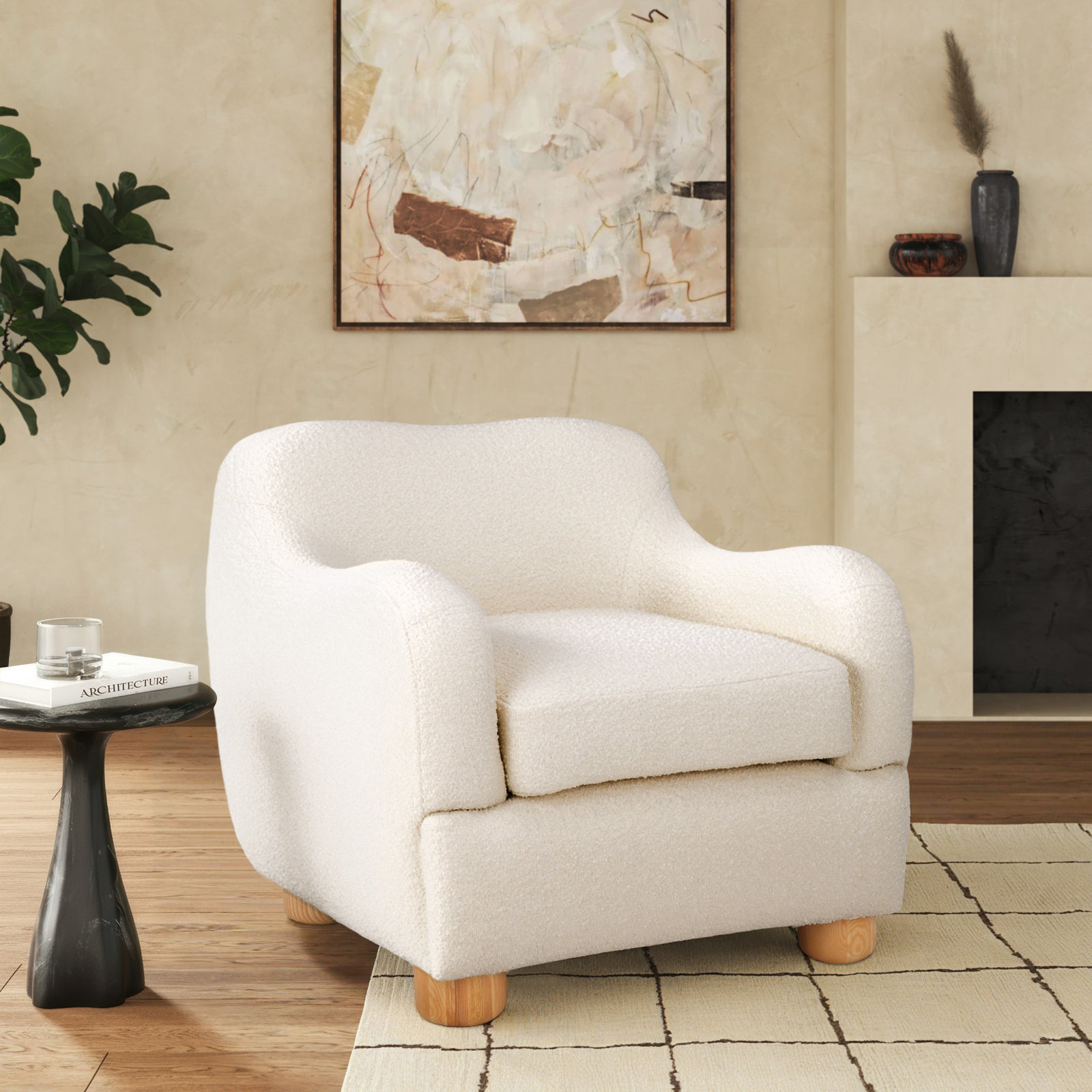 Hayes Pine Boucle Armchair