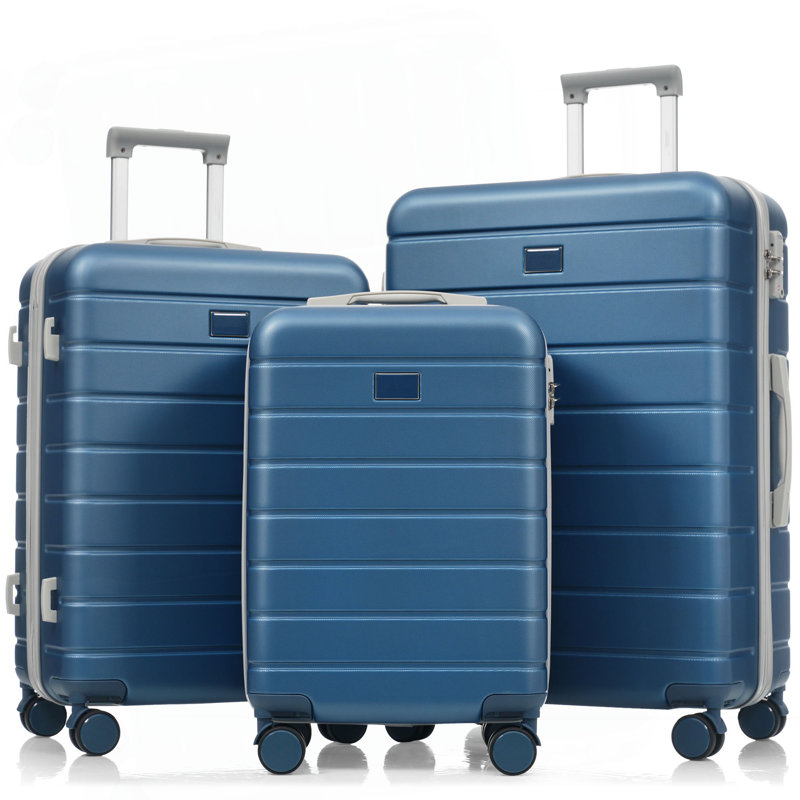 Ensemble de valises de voyage en ABS de qualité supérieure, ensemble de valises à verrou TSA 3 pièces avec des tailles de 20, 24 et 28 pouces avec des roues pivotantes à 360 °