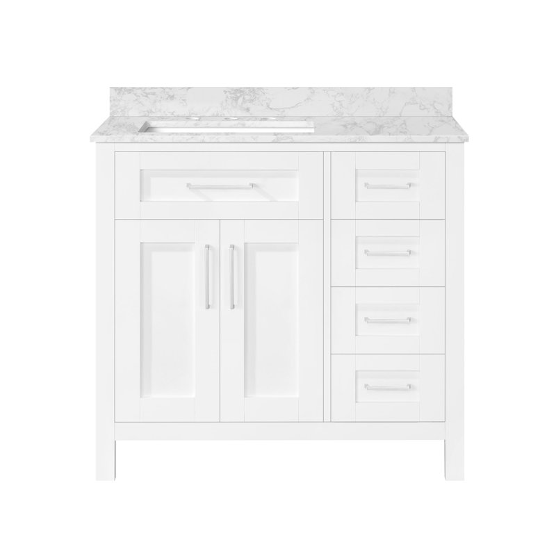 Ensemble de meuble-lavabo simple avec plateau 35,98 Toviah, Blanc, Chrome