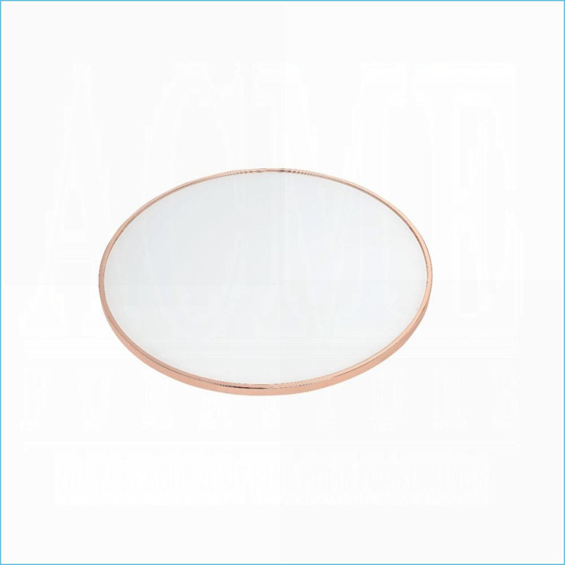 Table basse en métal or rose avec plateau en verre givré, facile à assembler pour un décor de salon élégant