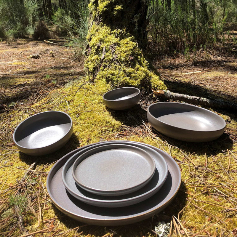Habraham 4 Piece Dinner Plate Set, Beige/Grey