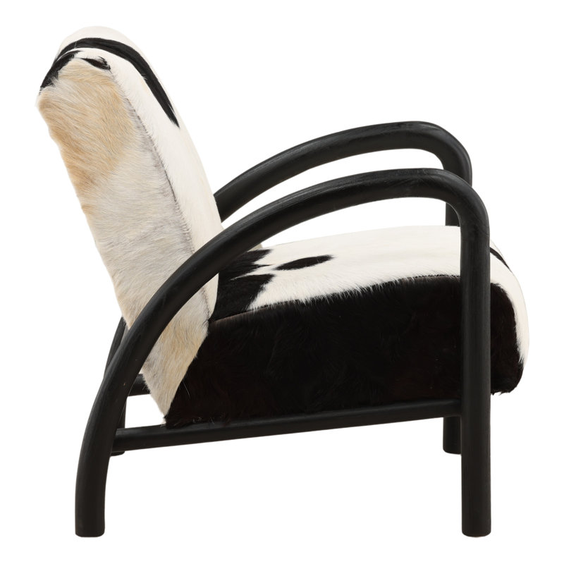 Charlton Occasional Chair, White & Black Genuine Leather, Black