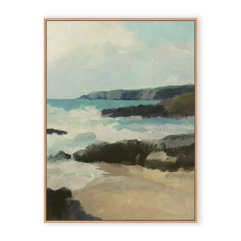 Coastal Retreat Rocky Beach, 48" H x 36" W x 2.375" D, Framed Canvas, White