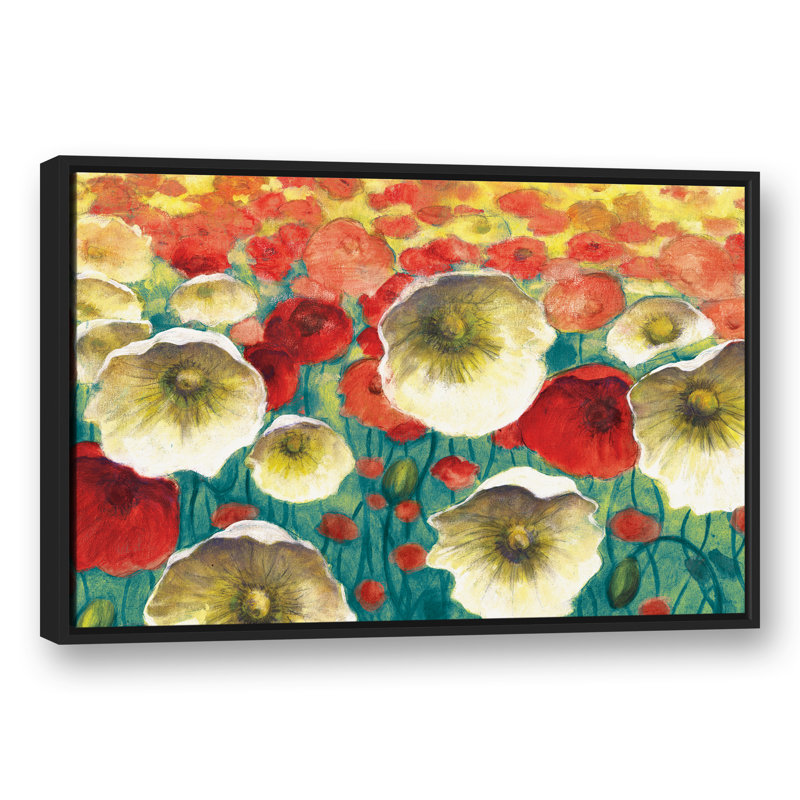 Poppies - Print on Canvas, 24" H x 36" W, Black Framed