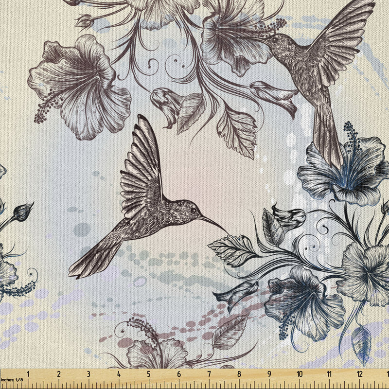 Deakin Hummingbird and Hibiscus Flowers Multi-Purpose Fabric