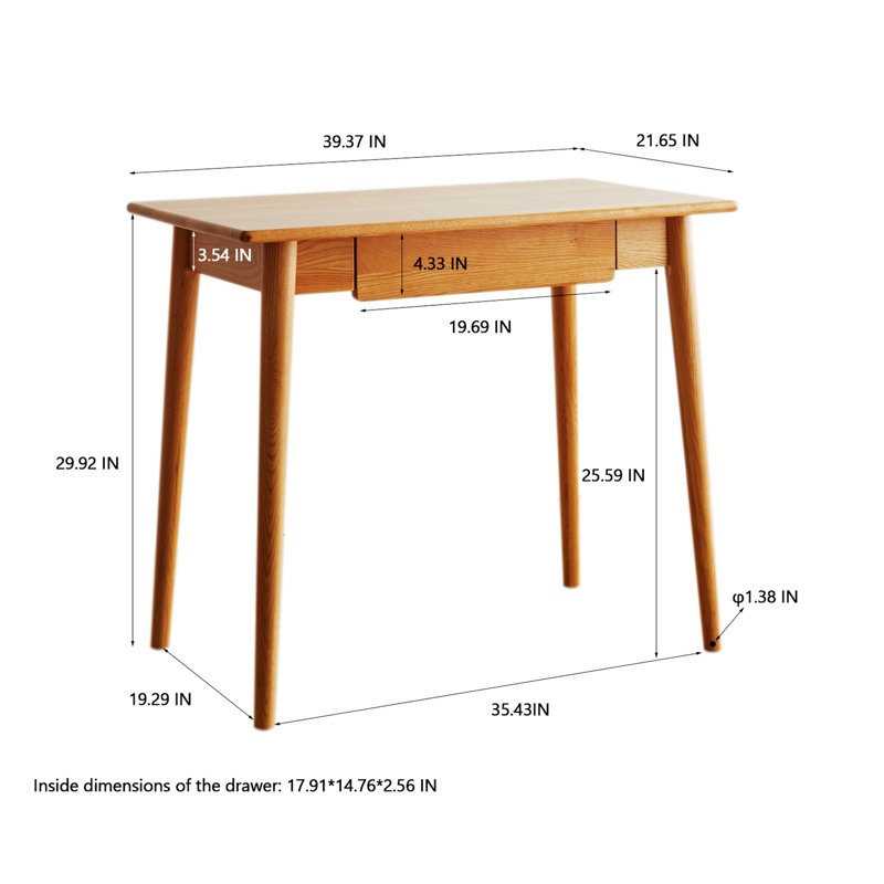 Bureau d'ordinateur en bois naturel Lanease