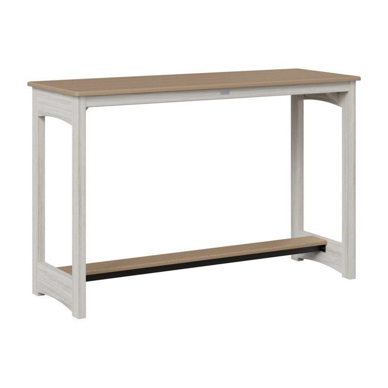 Balcony Outdoor Bar Table, 38.5" H x 60" W x 22" D, Seashell, Weatherwood