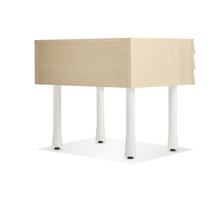 Lap 1 - Drawer Solid Wood Nightstand, Whitewashed Maple / White