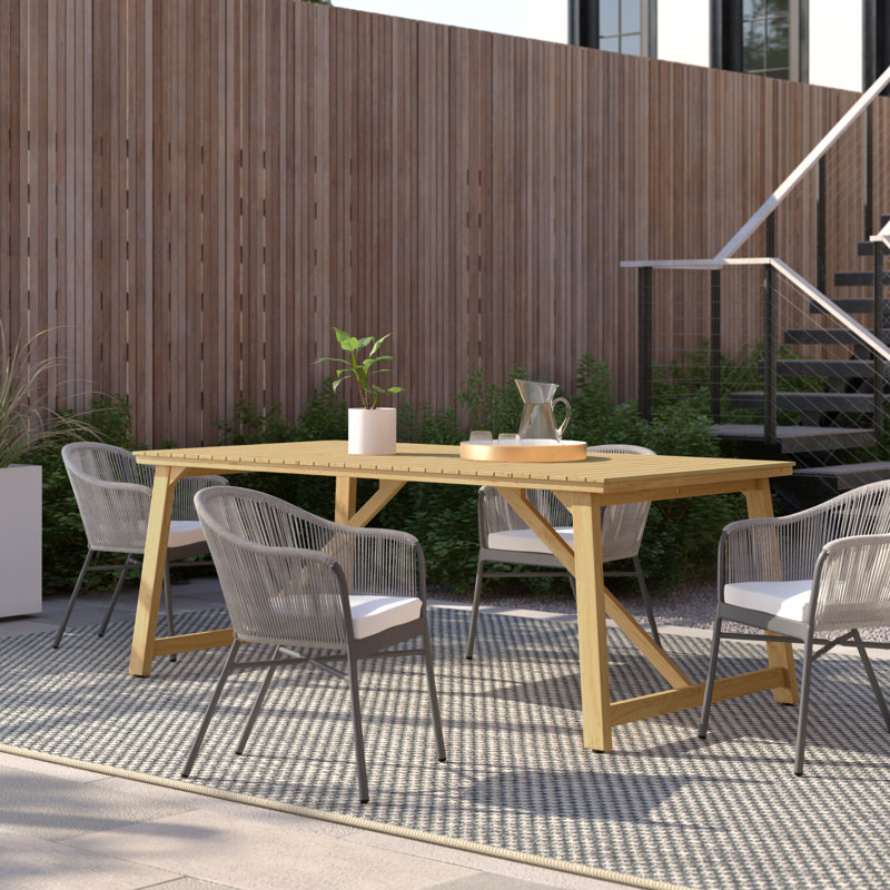 Ensemble repas d'extérieur en bois de teck récupéré FSC 7 pièces Amazonia, gris