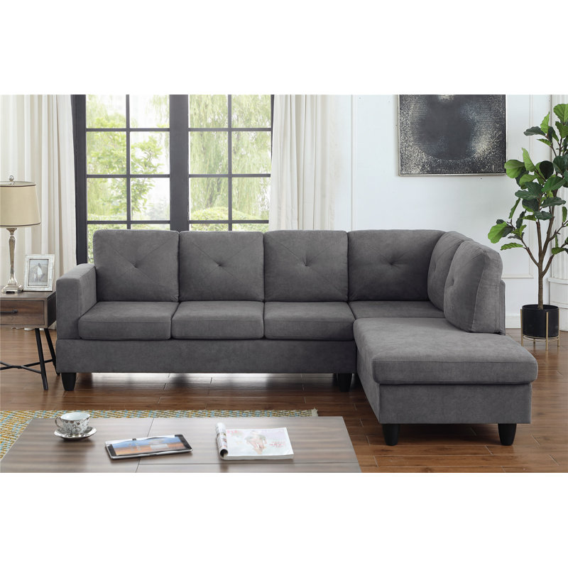 Canapé modulaire 2 pièces Arsalan, Gris 100% polyester incorrect