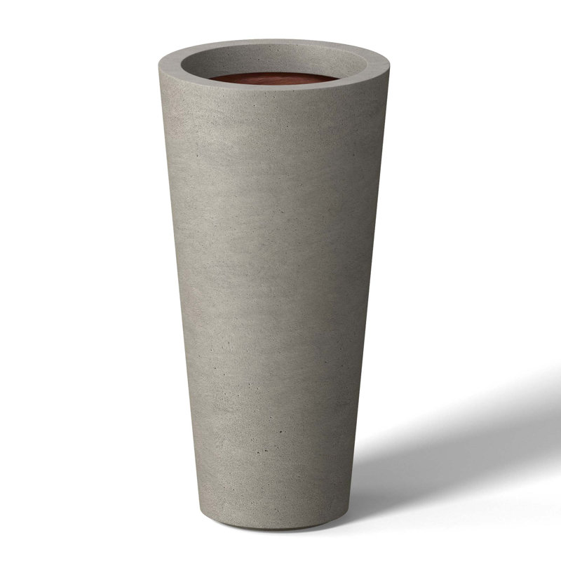 Pot à fleurs moyen rond en béton avec trous de drainage, H 19,69 po x l 11,81 po x P 11,81 po
