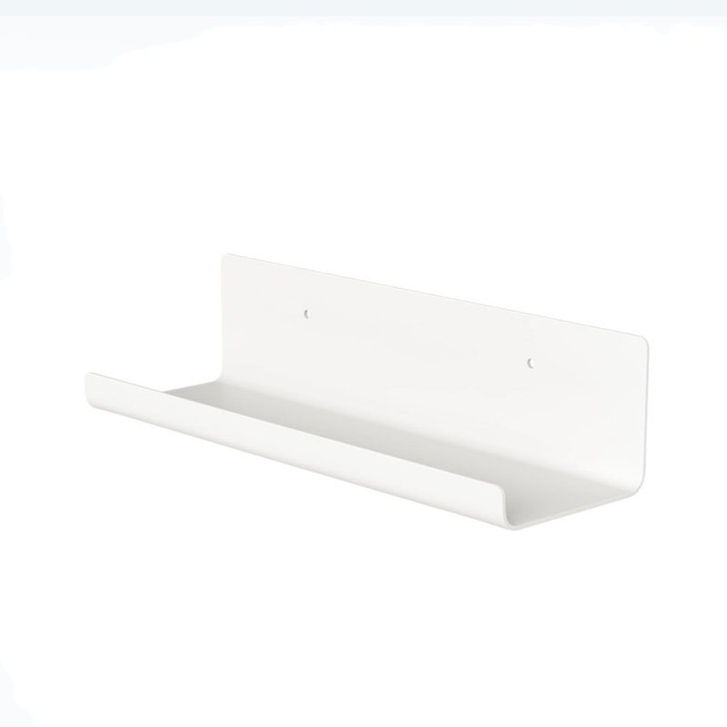 Set of 4 Gray Plastic Floating Wall Shelves for Display, White