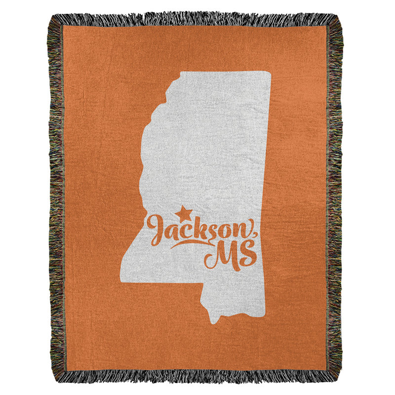 Jeté en coton tissé mississippi jackson, l 60 po x L 80 po, Orange