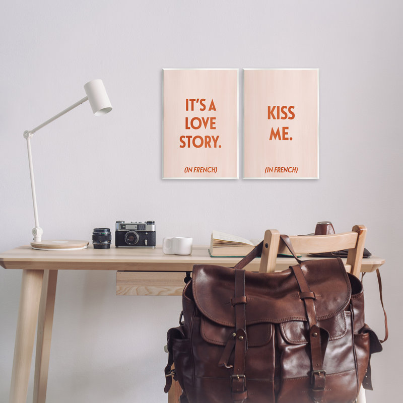 «Modern Love Story Kiss», ensemble de 2 plaques murales par Grace Popp