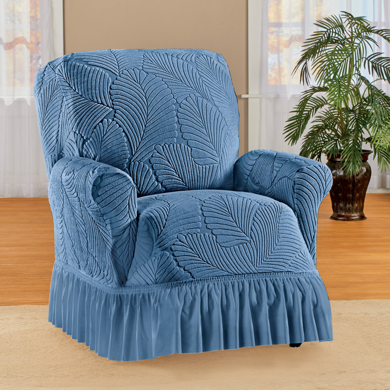 Housse à jupe à volants texturée, Bleu texturé