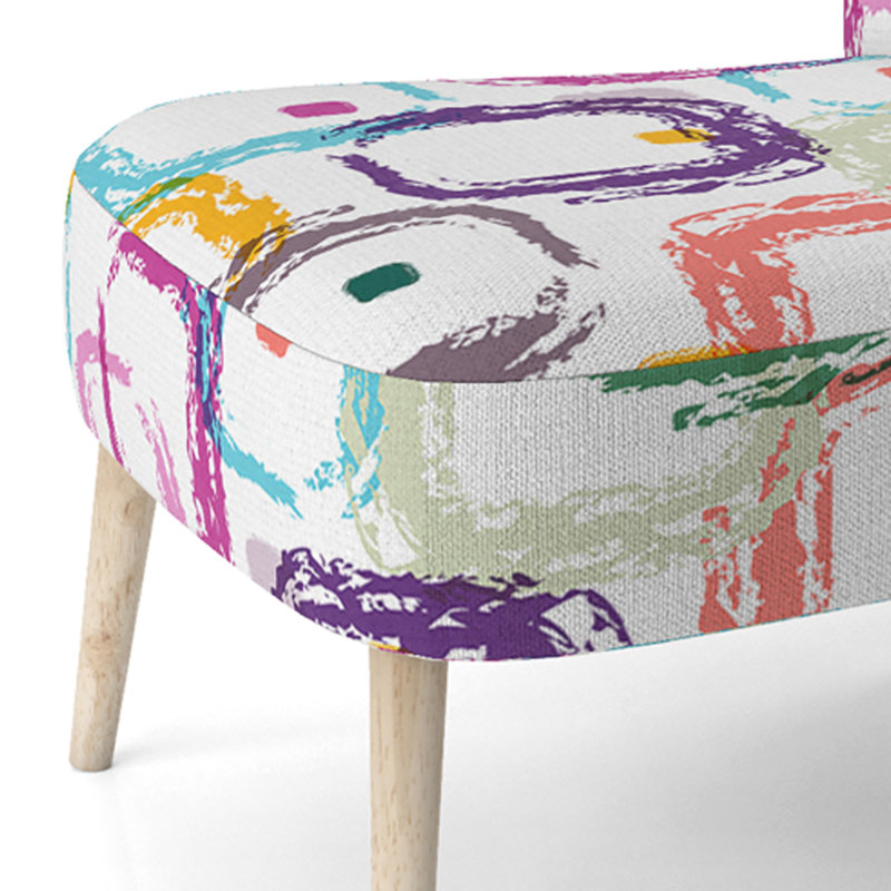 Chaise d'appoint rembourrée multicolore à motif géométrique
