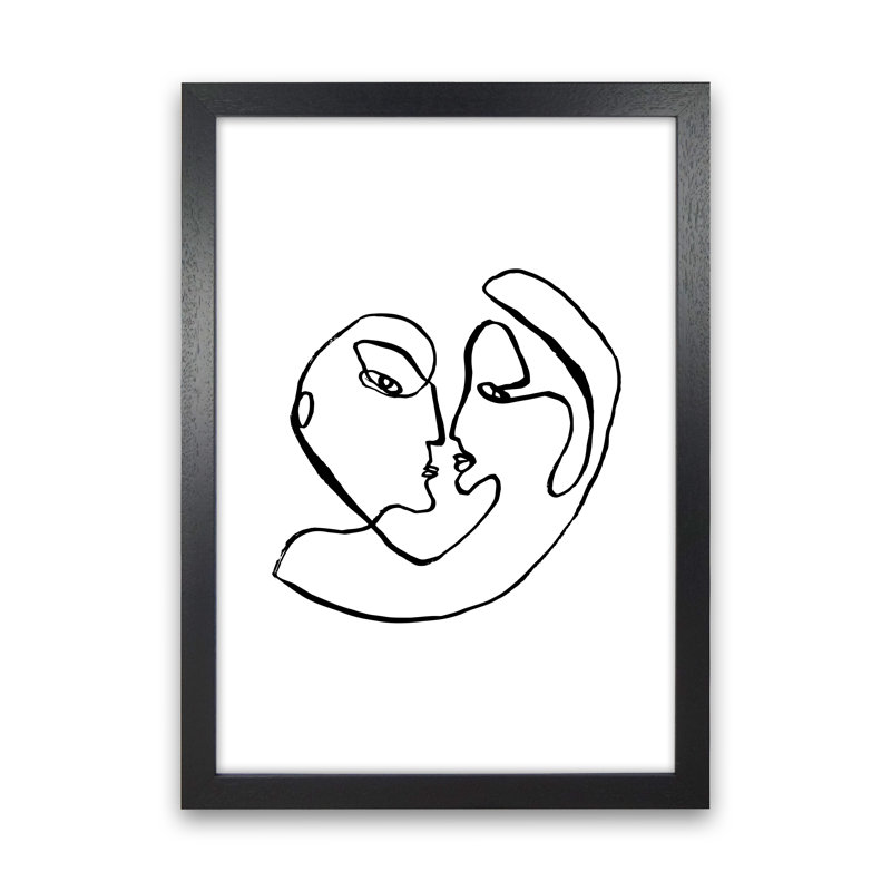 Love Embrace 1 Piece Wall Art, 46cm H x 34cm W x 3cm D, Black Framed