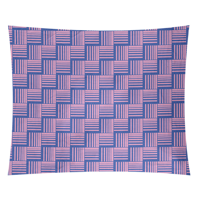 Tapisserie, H 88 po x l 104 po, Bleu/rose