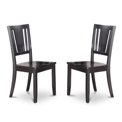 Dudley Dining Room Chairs - Slat Back Solid Wood Seat Chairs, Set of 2, Black