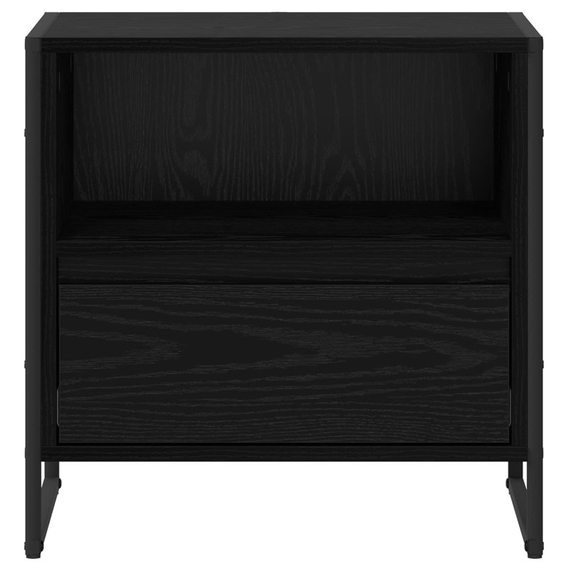 50cm W Manufactured Wood Bedside Table, Black Oak