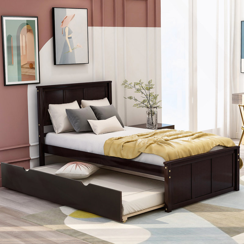 Lit plateforme avec lit gigogne, Espresso