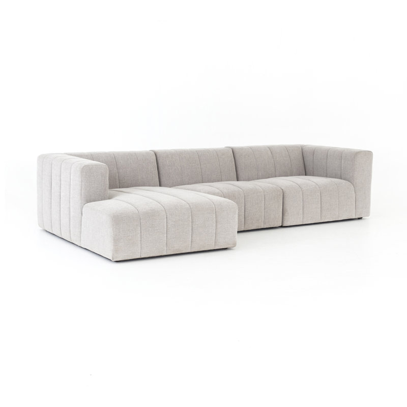 Grayson 110" Left Hand Facing Sectional with Ottoman, Neutral Sandstone Polyester, Reversible