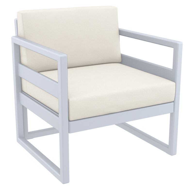 Kalani 2 - Person Patio Conversation Set with Sunbrella® Cushions, Canvas Natural Sunbrella® Canvas, Silver Gray