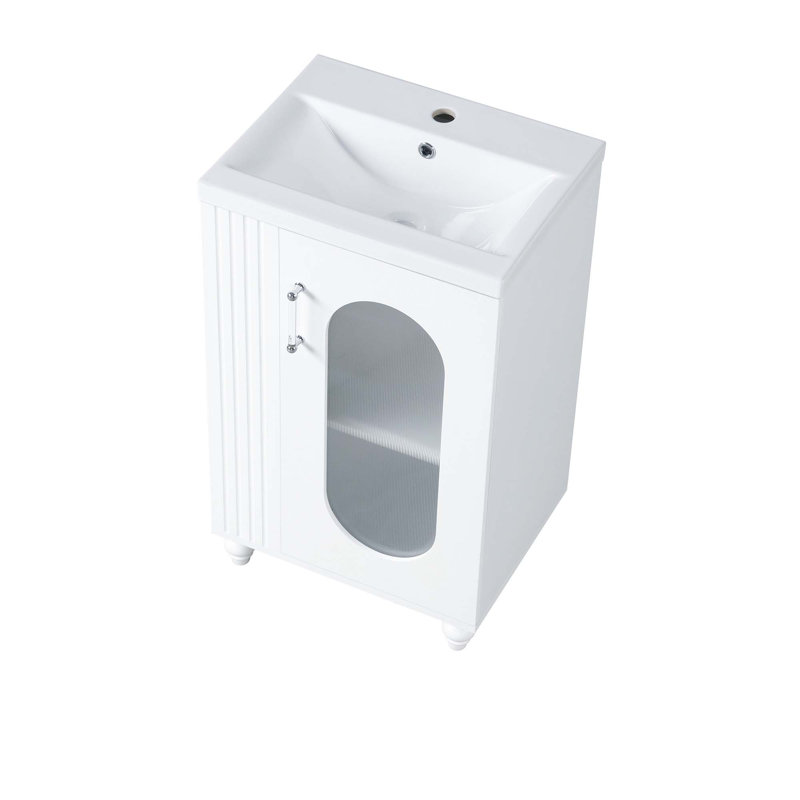 Meuble-lavabo de 20 po avec lavabo, meuble-lavabo avec tablette à 2 niveaux, tablette réglable