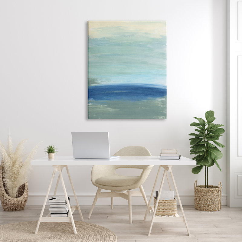 Vague nautique, inspiration, vagues bleues fluides - Peinture, Toile tendue, H 48 po x l 36 po