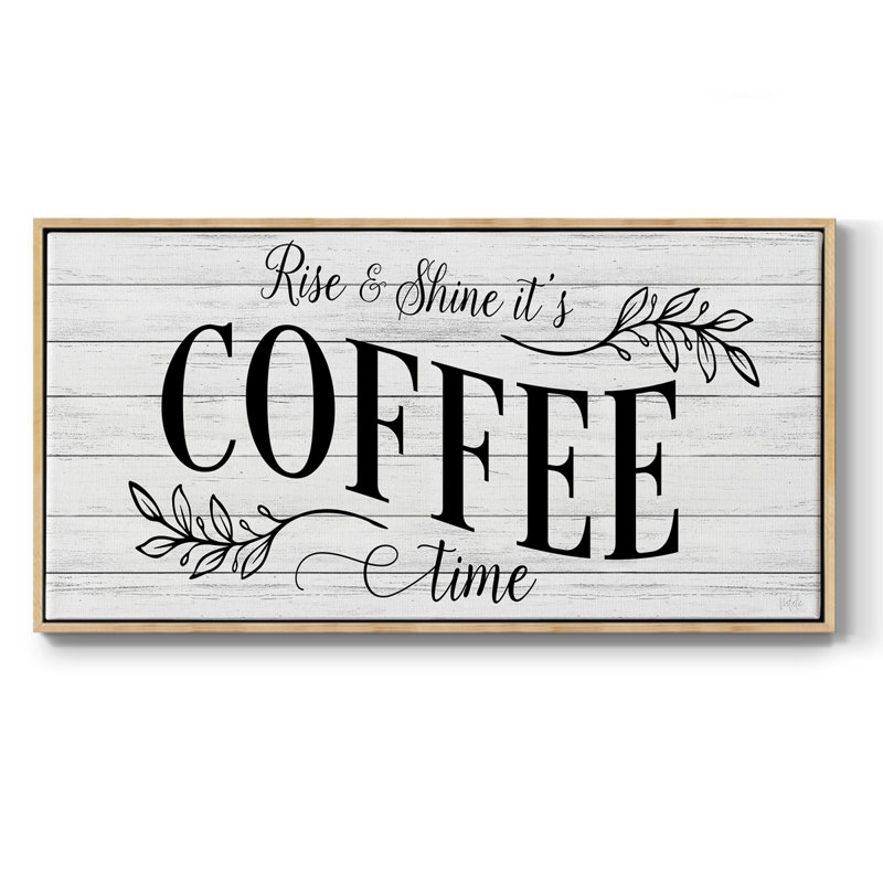 «Coffee Time» - Toile tendue avec châssis encadré - Prêt à être accroché, Naturel, H 21 po x l 41 po