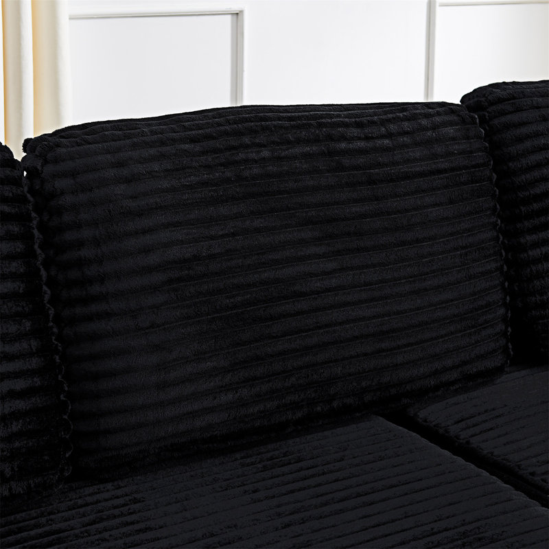 Canapé modulaire en L, Retour à gauche, Noir, noir, noir, noir