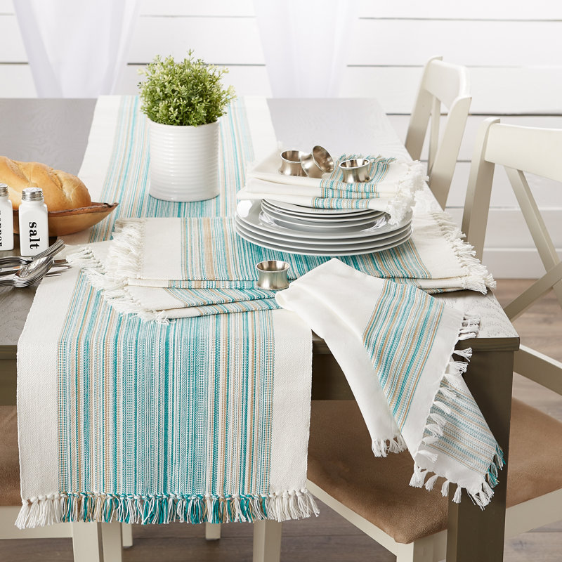 Archambault Cotton Striped Napkin, Teal