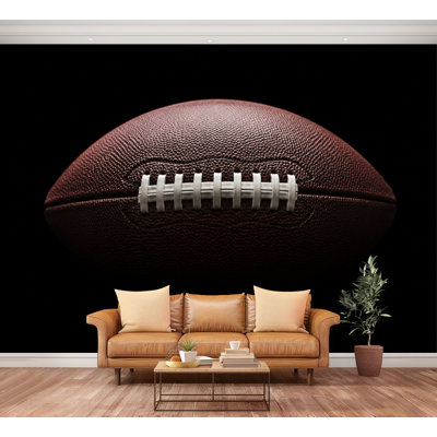Wall Mural Peel and Stick ball brown American Football Classical black sport cowhide Large Wallpaper Self-Adhesive Removable Contact Paper Wall Decor for Living Room Bedroom Nursery 100"H x 144"W