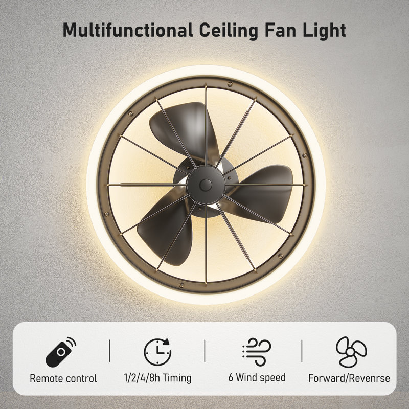 Modern LED Ceiling Fan with Lights Seamless Dimming 6 Speeds With Remote Control Timer Function