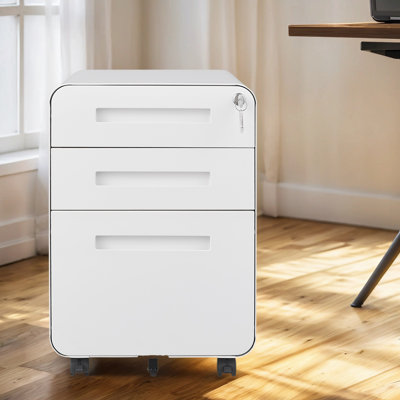 Lockable 3-Drawer Mobile File Cabinet With Anti-Tilt Wheels, Under Desk Steel Storage For Legal/Letter/A4 Files,Multipurpose Printer Stand