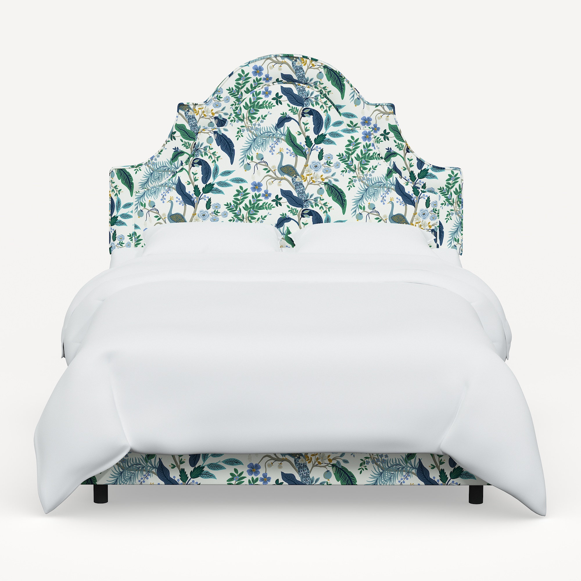 Rifle Paper Co. x Cloth & Company Marion Bed, Full/Double, Rpc Peacock Blue & White Linen