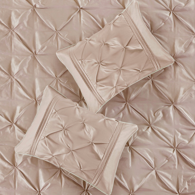 Édredon 7 pièces grand rosé - magnifique décor de chambre à coucher, comprend édredon, taies décoratives, coussins, jupe de lit, literie de charme, jupe décorative 2 et 3