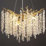 Michelli 31.5" Modern Crystal Tree Branch Black/Gold Chandelier for Living Room