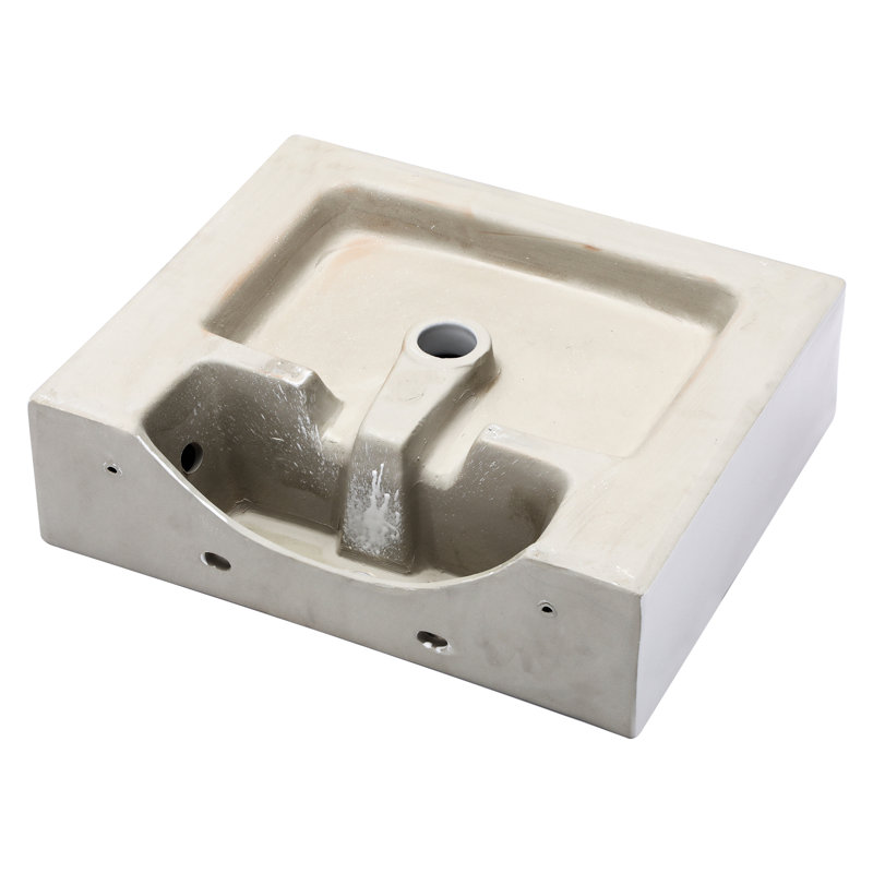 White Ceramic Rectangular Wall Mounted Bathroom Sink - 21"X16". Stylish European Style With Faucet Hole And Overflow. Arc Beautiful. Elegant Gracious. Ceramic. Low Water Absorption. Acid Stain