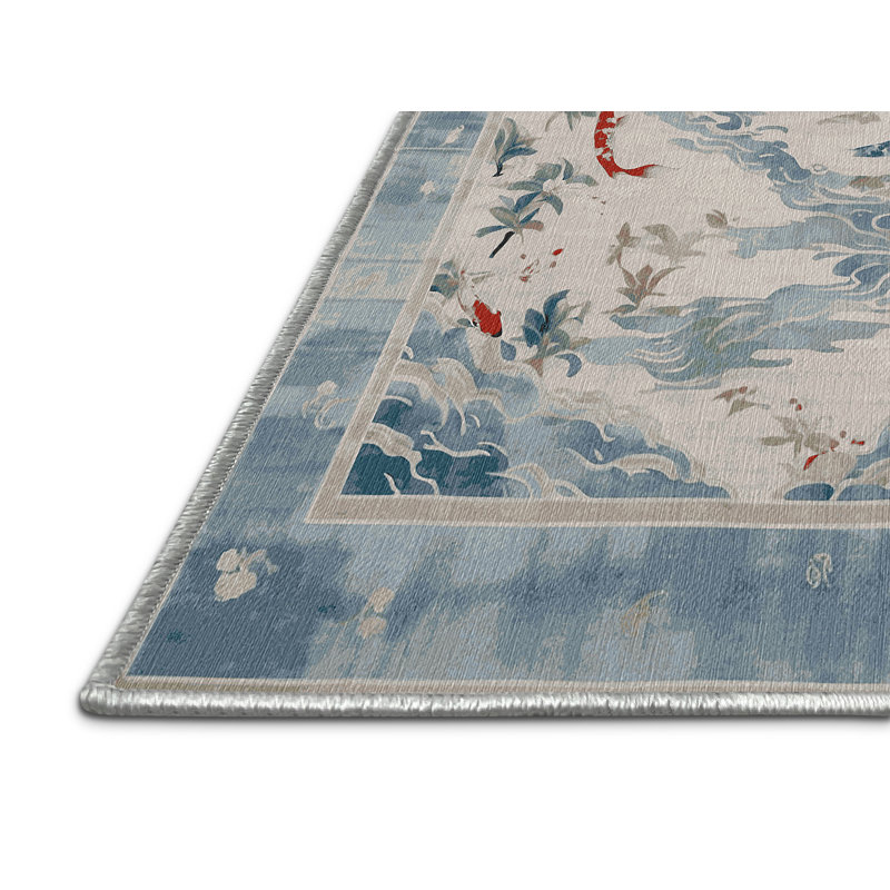 Machine Washable Beige Area Rug, Square 5'