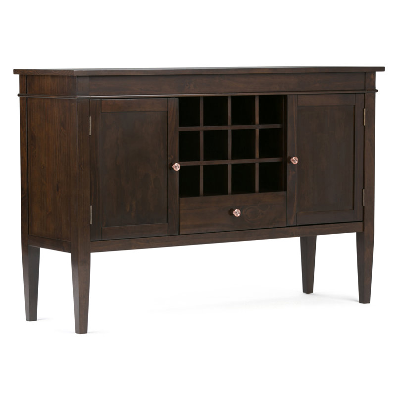 Dark Brown Wood Sideboard Buffet with Wine Rack