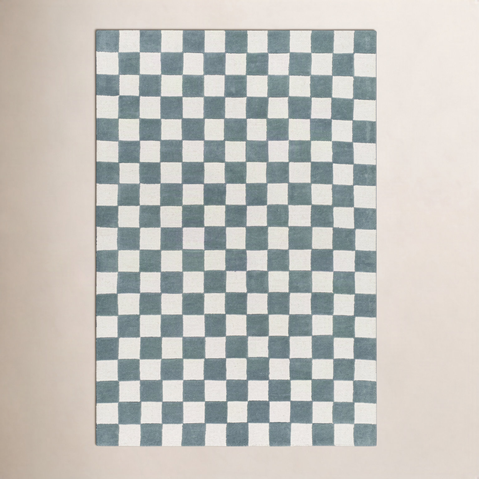 Jenna Hand-Woven Teal Checkered Rug, Rectangle 8' x 10'