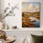 Tableau sur toile représentant une rivière et un quai en bois dans un paysage d'automne-1388253948