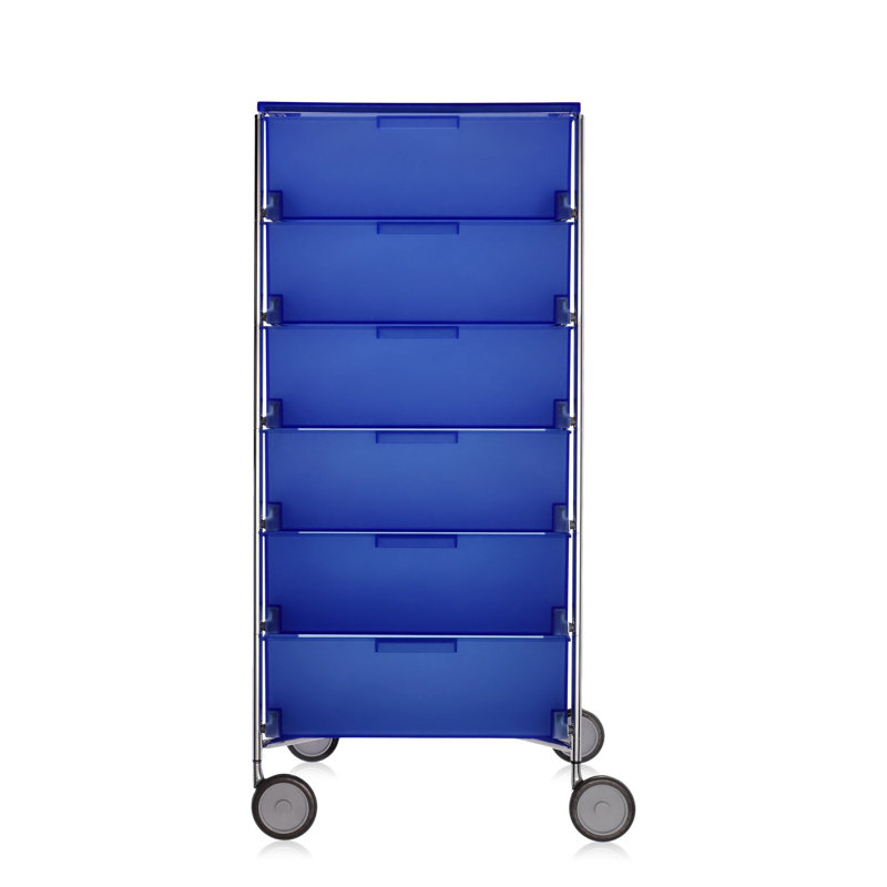 Mobil Drawer Storage, Translucent Cobalt, With Wheels, 6 Hi