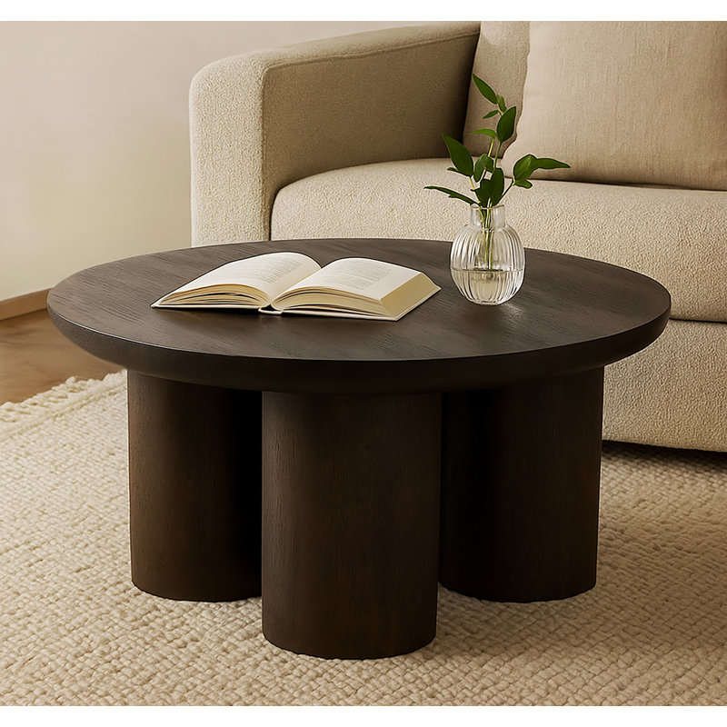 Table basse ronde en bois massif Crossman