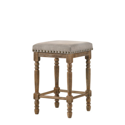 Willie 24" Seat Height Upholstered Counter Stools with Wooden Frame